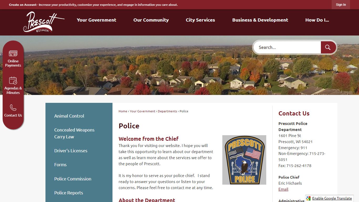 Police | Prescott, WI - Official Website
